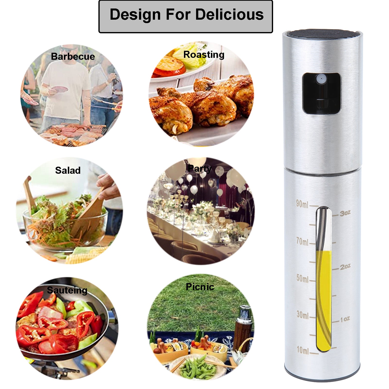 Stainless Steel Oil Mister for Healthy Cooking - 100ml