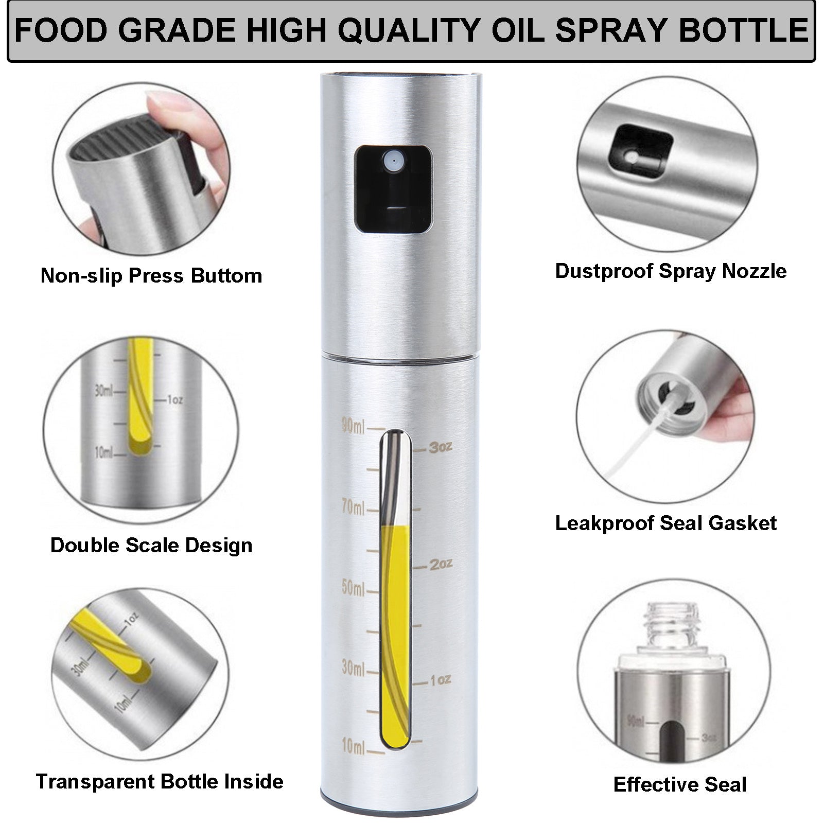 Stainless Steel Oil Mister for Healthy Cooking - 100ml