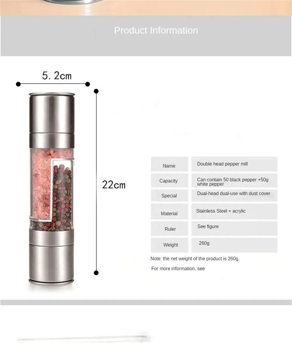 2-in-1 Salt & Pepper Adjustable Grinder