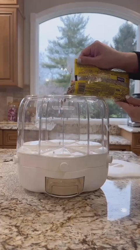360° Rotating Cereal & Grain Dispenser – Airtight Organizer